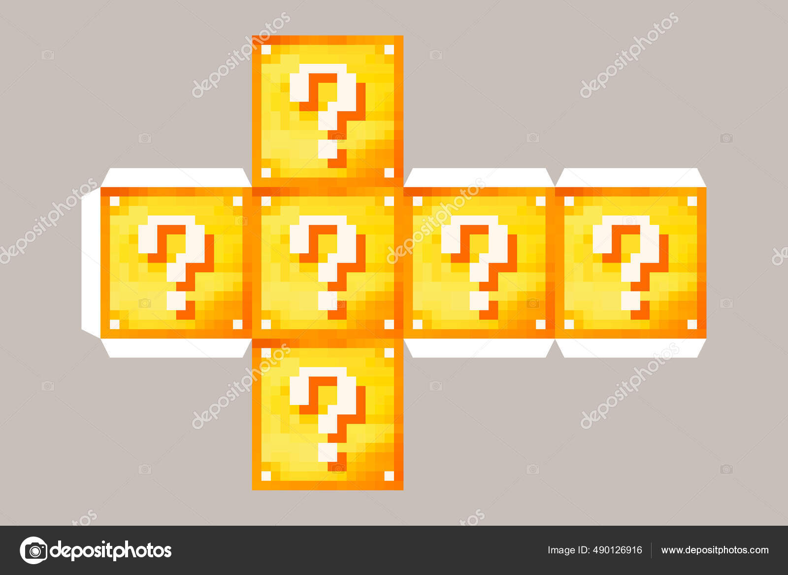 Question box. Lucky block. Color pixel box with question mark. Papercraft  Mini Dirt Block chest. Papercraft 5 Classic Blocks. The concept of games  background. Minecraft concept. illustration Stock Photo by  ©poppystyle_soloma 490126916